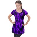 Purple Pattern Background Structure Puff Sleeve Tunic Top View1