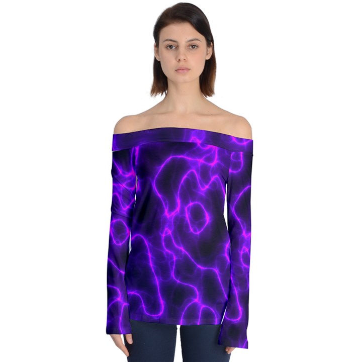 Purple Pattern Background Structure Off Shoulder Long Sleeve Top