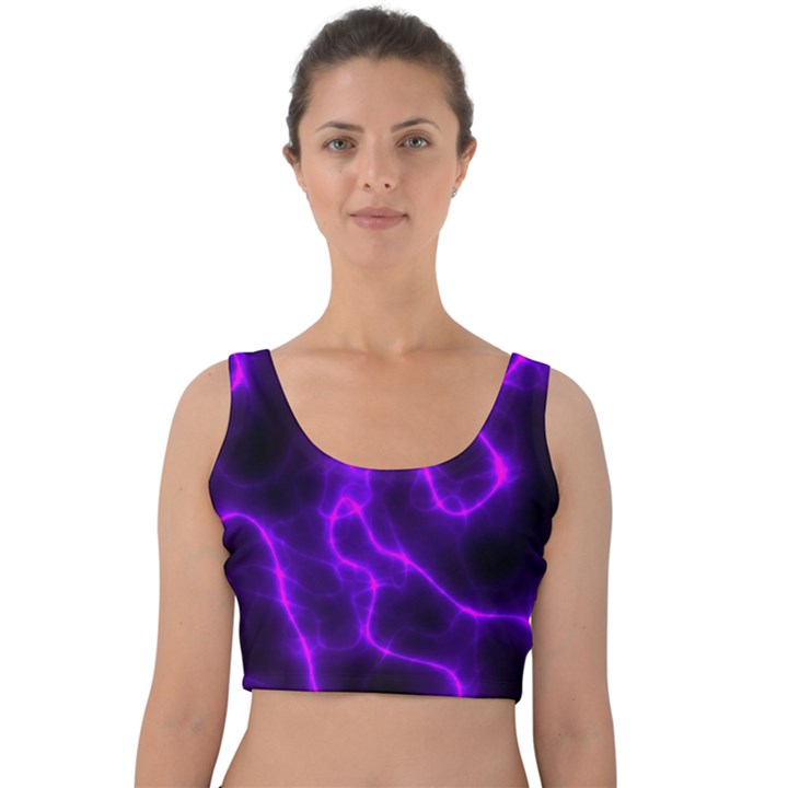 Purple Pattern Background Structure Velvet Crop Top