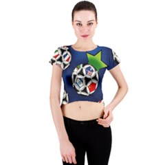 Textile Football Soccer Fabric Crew Neck Crop Top by Pakrebo