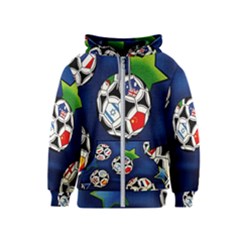 Textile Football Soccer Fabric Kids  Zipper Hoodie by Pakrebo