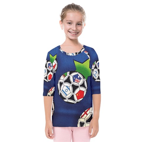 Textile Football Soccer Fabric Kids  Quarter Sleeve Raglan Tee by Pakrebo