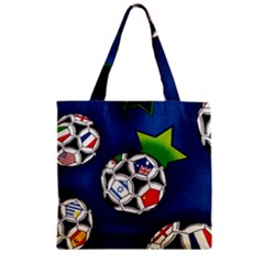 Textile Football Soccer Fabric Zipper Grocery Tote Bag by Pakrebo