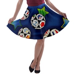 Textile Football Soccer Fabric A-line Skater Skirt by Pakrebo