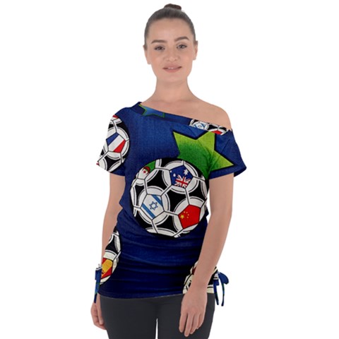 Textile Football Soccer Fabric Tie-up Tee by Pakrebo