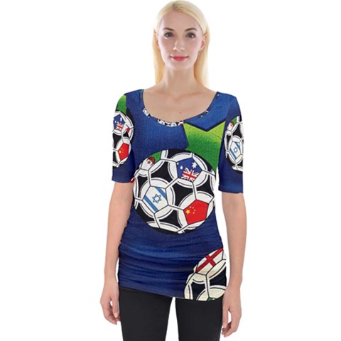 Textile Football Soccer Fabric Wide Neckline Tee by Pakrebo