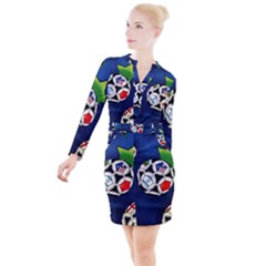 Textile Football Soccer Fabric Button Long Sleeve Dress by Pakrebo