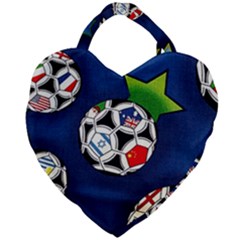 Textile Football Soccer Fabric Giant Heart Shaped Tote by Pakrebo