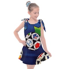 Textile Football Soccer Fabric Kids  Tie Up Tunic Dress by Pakrebo