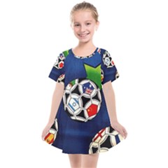 Textile Football Soccer Fabric Kids  Smock Dress by Pakrebo