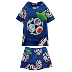 Textile Football Soccer Fabric Kids  Swim Tee And Shorts Set by Pakrebo