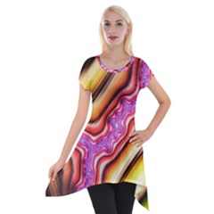 Fractal Mandelbrot Art Wallpaper Short Sleeve Side Drop Tunic by Pakrebo