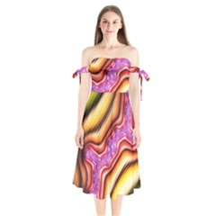 Fractal Mandelbrot Art Wallpaper Shoulder Tie Bardot Midi Dress