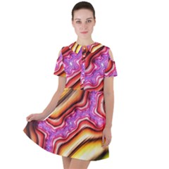 Fractal Mandelbrot Art Wallpaper Short Sleeve Shoulder Cut Out Dress 