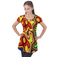 Pattern Background Structure Puff Sleeve Tunic Top