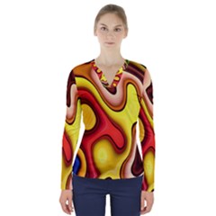 Pattern Background Structure V-neck Long Sleeve Top by Pakrebo