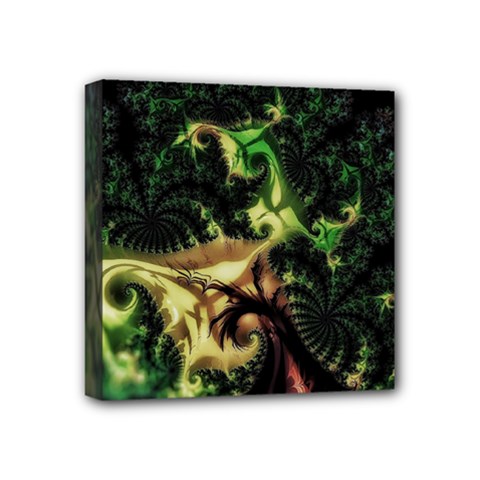 Fractal Cauliflower Green Rendered Mini Canvas 4  X 4  (stretched) by Pakrebo