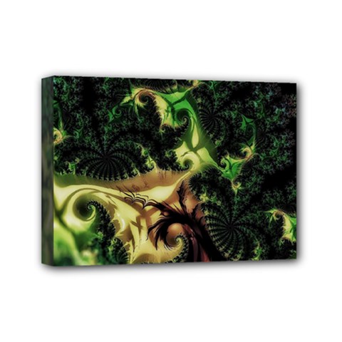 Fractal Cauliflower Green Rendered Mini Canvas 7  X 5  (stretched) by Pakrebo