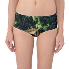 Fractal Cauliflower Green Rendered Mid-waist Bikini Bottoms by Pakrebo