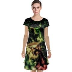 Fractal Cauliflower Green Rendered Cap Sleeve Nightdress by Pakrebo