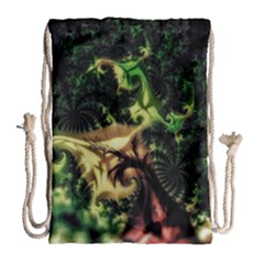 Fractal Cauliflower Green Rendered Drawstring Bag (large) by Pakrebo