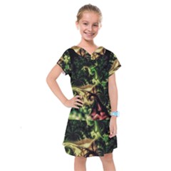 Fractal Cauliflower Green Rendered Kids  Drop Waist Dress by Pakrebo