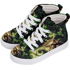 Fractal Cauliflower Green Rendered Kids  Hi-top Skate Sneakers by Pakrebo