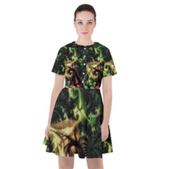 Fractal Cauliflower Green Rendered Sailor Dress