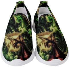 Fractal Cauliflower Green Rendered Kids  Slip On Sneakers