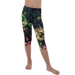 Fractal Cauliflower Green Rendered Kids  Lightweight Velour Capri Leggings  by Pakrebo