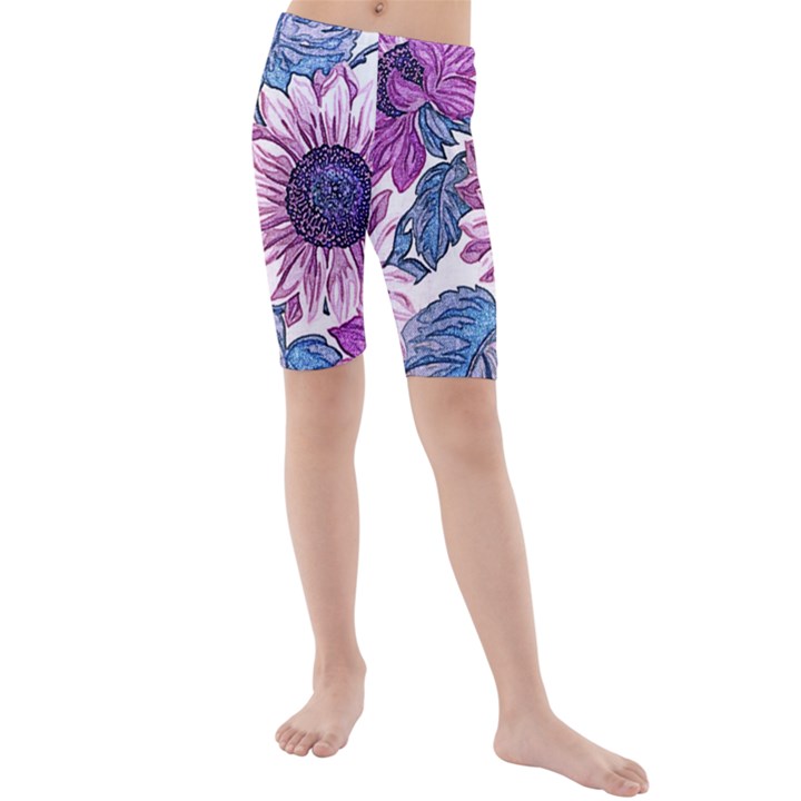 Fabric Flowers Floral Design Kids  Mid Length Swim Shorts