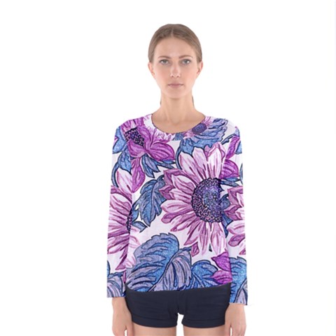 Fabric Flowers Floral Design Women s Long Sleeve Tee by Pakrebo