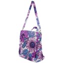 Fabric Flowers Floral Design Crossbody Backpack View1