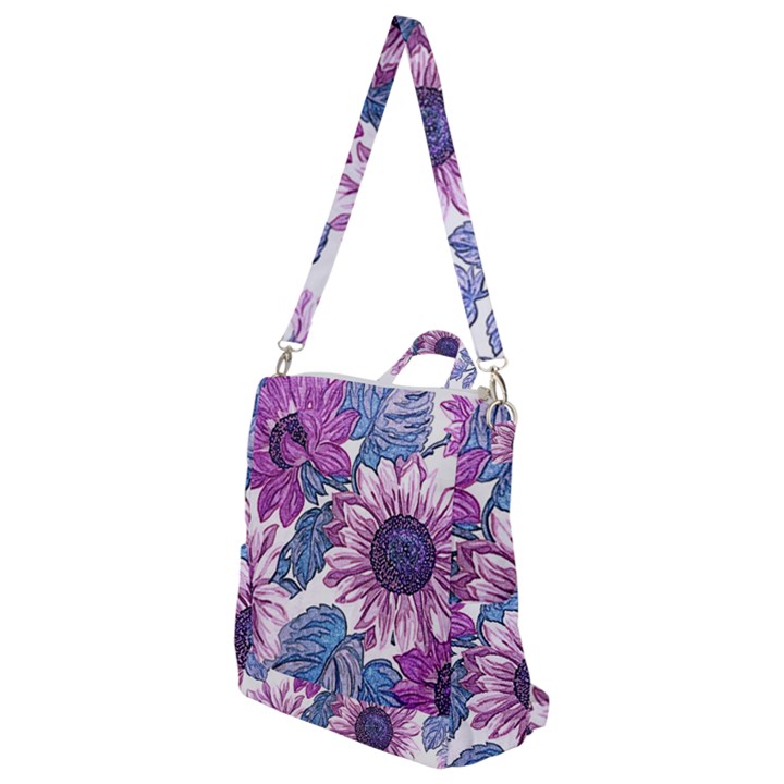 Fabric Flowers Floral Design Crossbody Backpack