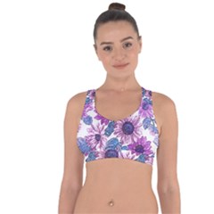 Fabric Flowers Floral Design Cross String Back Sports Bra by Pakrebo