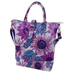 Fabric Flowers Floral Design Buckle Top Tote Bag by Pakrebo