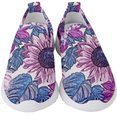 Fabric Flowers Floral Design Kids  Slip On Sneakers