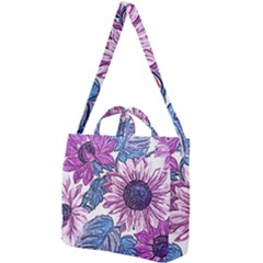 Fabric Flowers Floral Design Square Shoulder Tote Bag