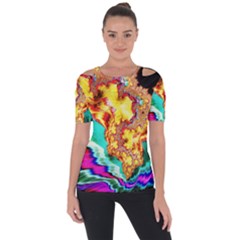 Fractal Mandelbrot Art Wallpaper Shoulder Cut Out Short Sleeve Top by Pakrebo