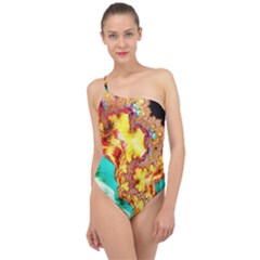 Fractal Mandelbrot Art Wallpaper Classic One Shoulder Swimsuit by Pakrebo