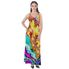 Fractal Mandelbrot Art Wallpaper Sleeveless Velour Maxi Dress