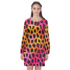 Mosaic Structure Pattern Background Long Sleeve Chiffon Shift Dress  by Pakrebo