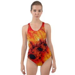 Red Fractal Mandelbrot Art Wallpaper Cut-out Back One Piece Swimsuit by Pakrebo