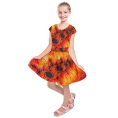 Red Fractal Mandelbrot Art Wallpaper Kids  Short Sleeve Dress by Pakrebo