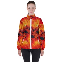 Red Fractal Mandelbrot Art Wallpaper High Neck Windbreaker (women)