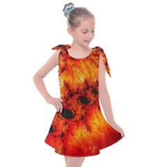 Red Fractal Mandelbrot Art Wallpaper Kids  Tie Up Tunic Dress by Pakrebo