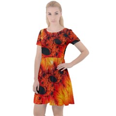 Red Fractal Mandelbrot Art Wallpaper Cap Sleeve Velour Dress 