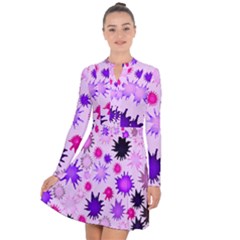 Inks Drops Black Paint Design Long Sleeve Panel Dress