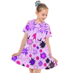 Inks Drops Black Paint Design Kids  Short Sleeve Shirt Dress