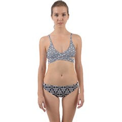 Ornamental Checkerboard Wrap Around Bikini Set